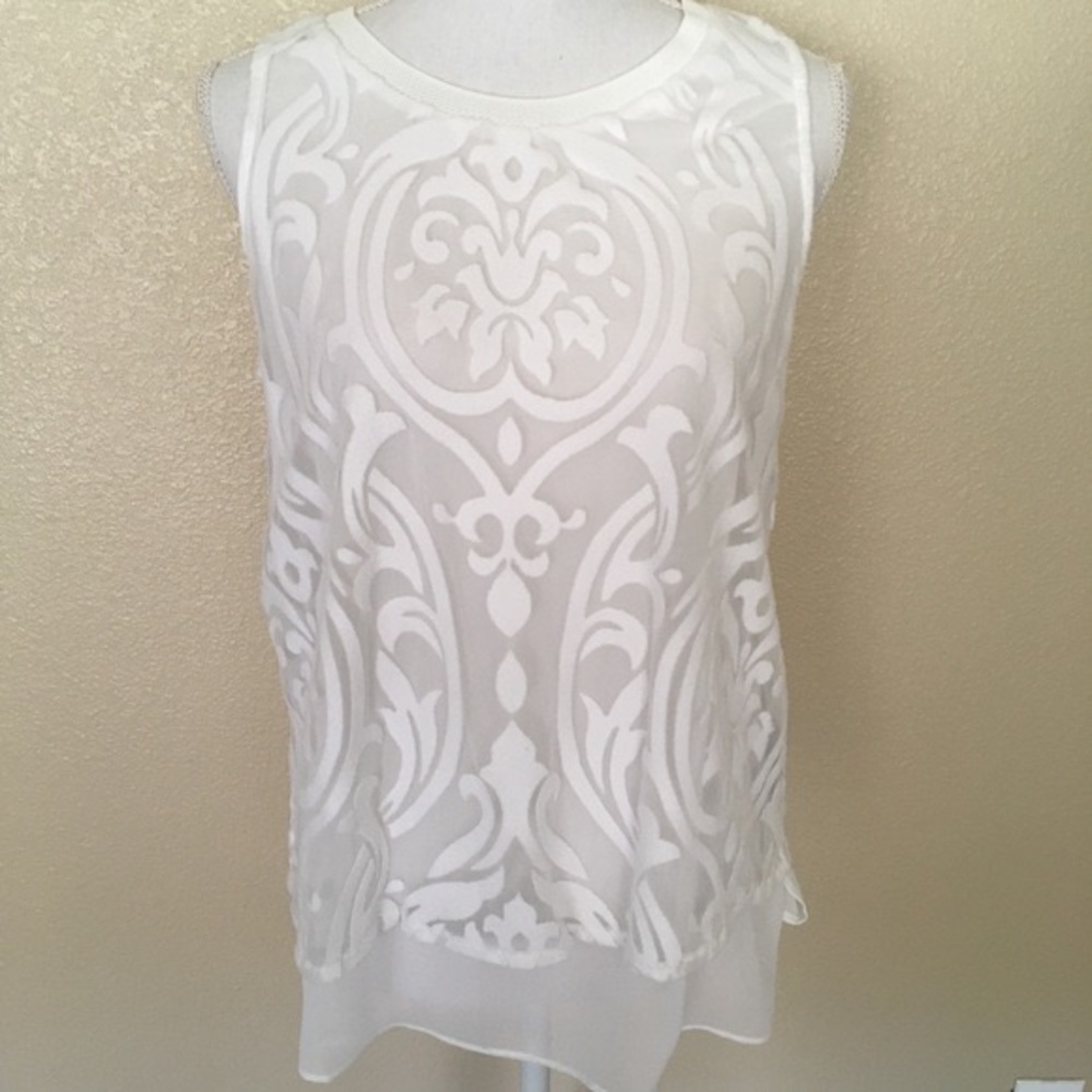 Worthington Chiffon Double Layer Damask Top